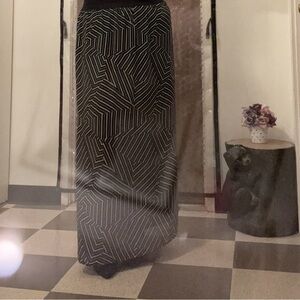 Orange Patterned, black geometric, black linen like, black pencil skirts (4)